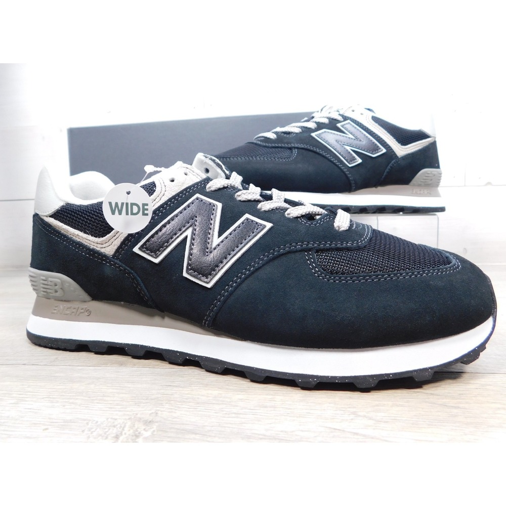 New Balance 574 Core Black White 2E Wide Men's Size 9.5 Sneakers ML574EVB W 11